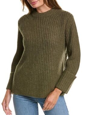 VINCE Marl Rib Crew Sweater in Bay Leaf Size L